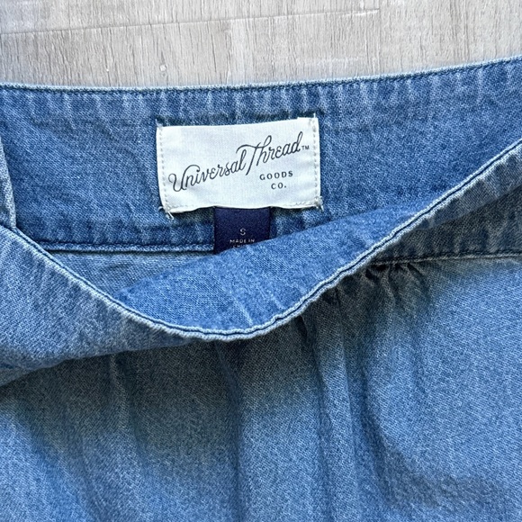 EUC Size S Denim Maxi Dress with Ruffled Cap Sleeves - Picture 9 of 9